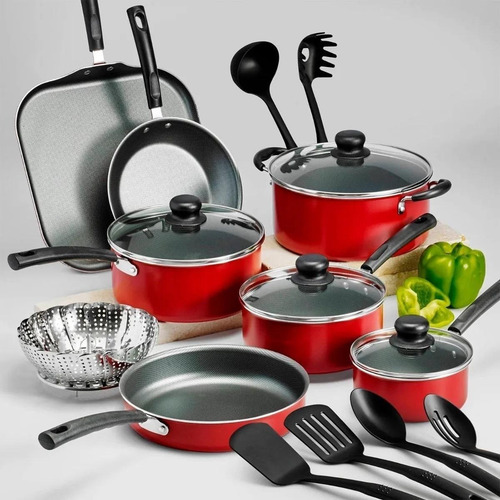 Imagen 4 de 4 de Batería De Cocina Primaware Rojo 18 Piezas Tramontina