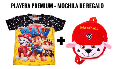 Playera De Paw Patrol Premium Mas Mochilita De Regalo.