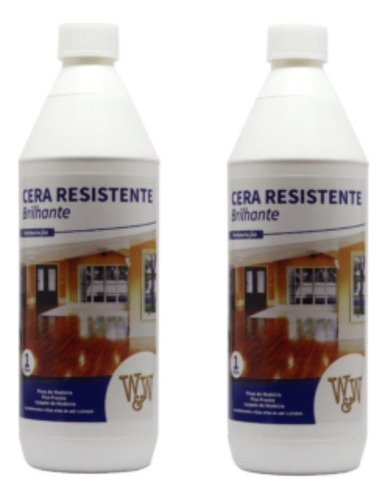 Kit 2 Cera Resistente Para Pisos De Madeira Brilhante 1l W&w