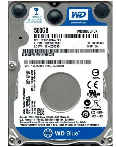 Disco Rigido Wd Western Digital 500gb 2.5 Para Notebook