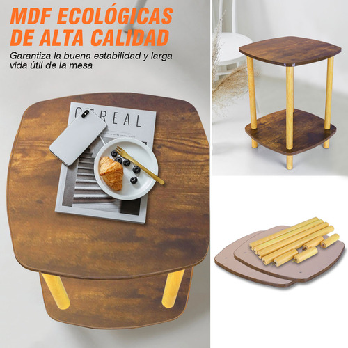 Trixter Mesa De Centro Minimalista De Madera Mesa Lateral 2 Estantes Msst-4040-2 Maderaobscura