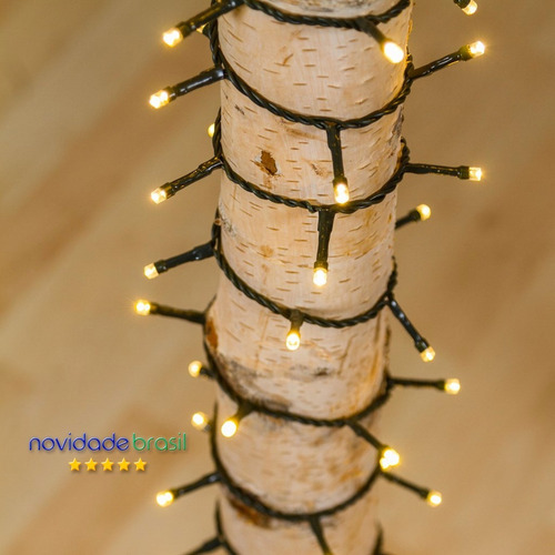 Imagem 4 de 9 de Cordão 300 Leds Prova D'água Branco Quente 30 Metros Bivolt