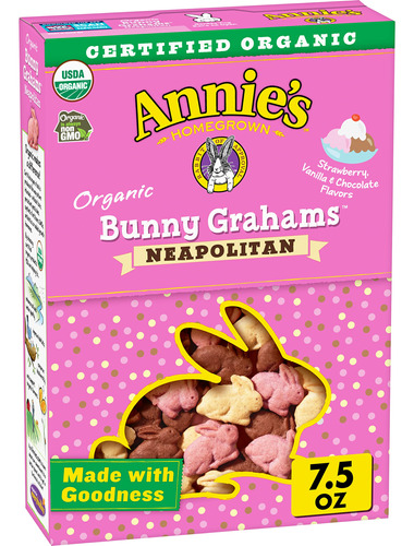 Annie's Orgánico, Sin Omg Bunny Grahams, Napolitano, 7.5 O.