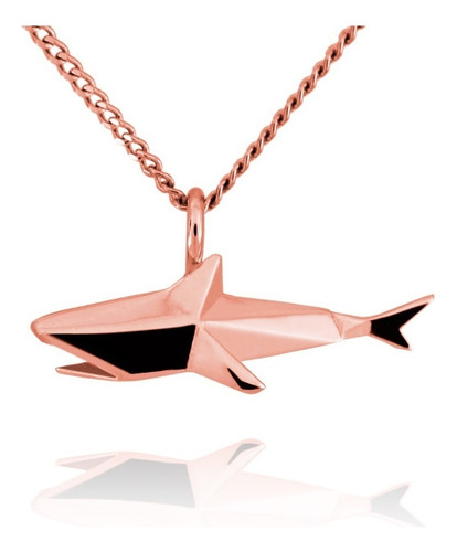 Dije Origami Tiburon De Plata Con Acabado En Oro Rosa
