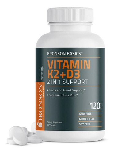 Bronson Suplemlento Vitamina D3 + K2 5000 Ui 120 Caps Usa
