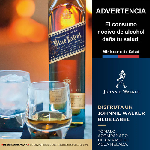 Pack Whisky Johnnie Walker Blue Label 750cc+ 2 Vasos