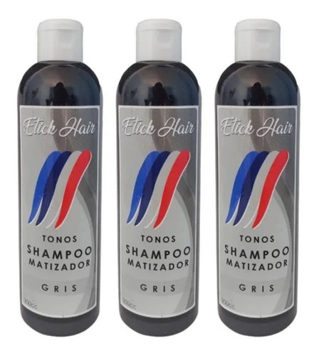 Shampoo Matizador Gris Etick Hair X 300ml Profesional 3 Unid