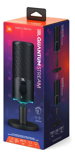 Microfone Jbl Quantum Stream Condensador Duplo Com Fio E Led