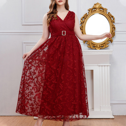 Vestido De Mujer De Talla Grande Sin Falda Con Cuello En V D