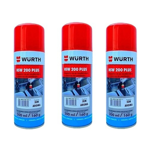 Kit (3) Higienizador Hsw200 Limpa Ar Condicionado Wurth
