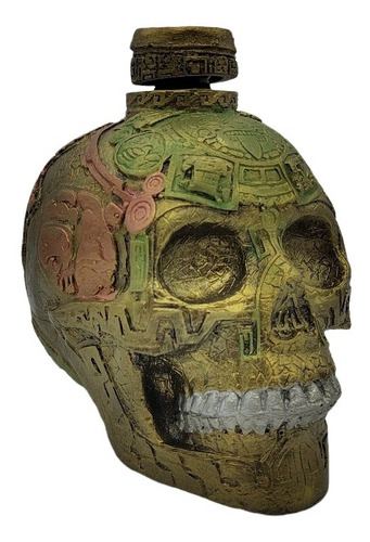 Licorera En Forma De Cráneo Azteca 325ml Dorado Dorado