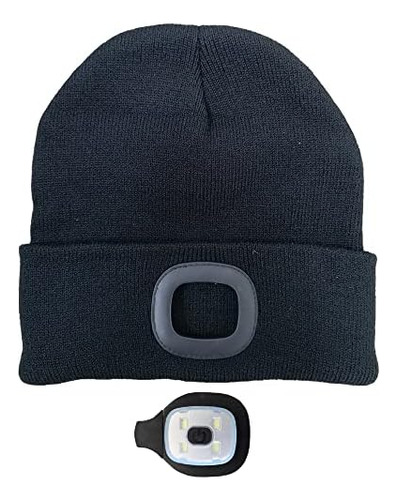 Cotop Gorro De Punto Con 4 Luces Led, Gorro Recargable Por U