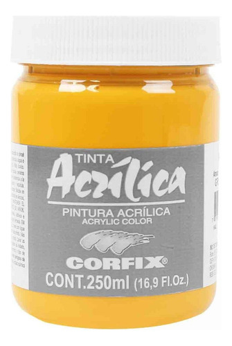 Tinta Acrílica Corfix 250ml Amarelo Cádmio Escuro 124 G1