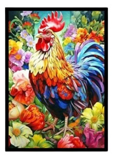 Hh V Kit De Pintura De Diamante 5d,gallo Con Flores, Granja