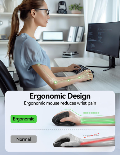 Ratón Tecknet Ergonómico Recargable Vertical Inalámbrico