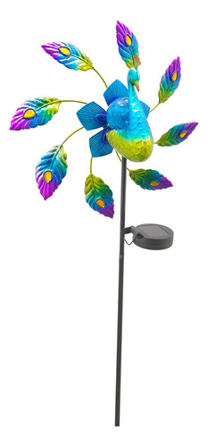 - Metal Wind Luz Solar Jardín Led Molino De Viento Patio