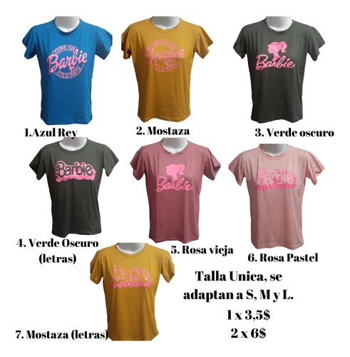 Blusa Para Damas, Jovenes, Barbie, Franela, Pack O Individua