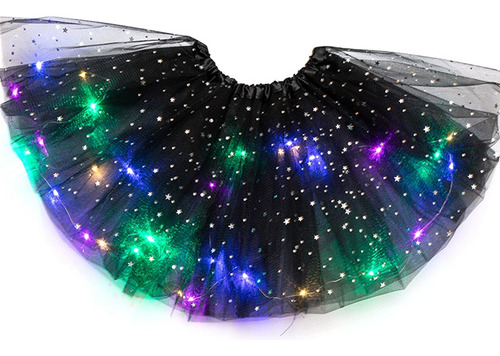 Falda Tutú Con Lentejuelas Y Estrellas Para Mujer, Luz Led,