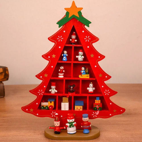 Decoración De Mesa De Madera Árbol De Navidad Adornos Diy 2
