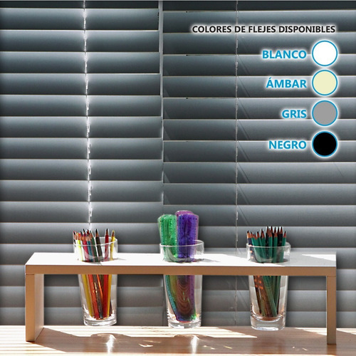 Cortina Palmer Veneciana De Aluminio 100x120 Cm 4 Colores Gris