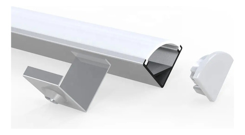 Perfil Angulo Para Tira Led Aluminio X 1m Esquinero 45° Blanco Opal