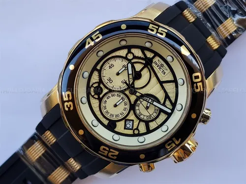 Invicta Pro Diver 25709 Plaque Ouro Cron grafo Calend rio