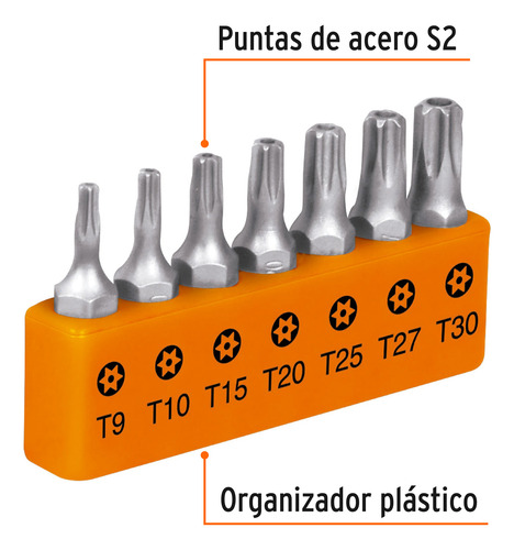7 Puntas Torx Combinadas C/seguro Largo 1¨ Expert
