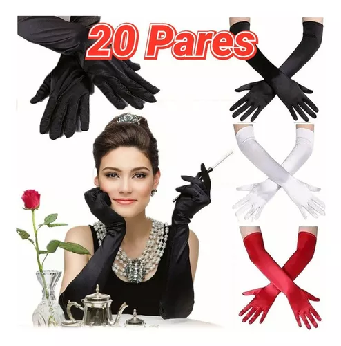 Guantes Negros Largos Satin Accesorio Disfraz