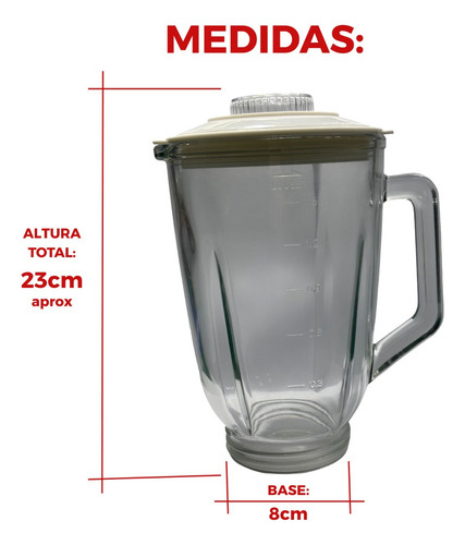 Jarra Vaso De Vidrio Para Licuadora Peabody Pe-ej603