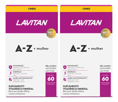 Kit  2 Caixas Cimed Lavitan A-z+mulher 60 Cápsulas