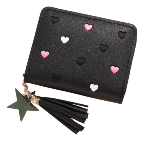 Cartera Pequeña Con Borla Para Mujer, Monedero De Cuero Pu