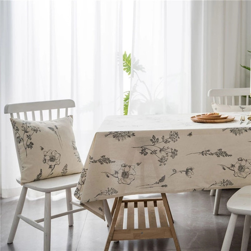 Mantel Rectangular De Lino Y Algodón Para Mesa