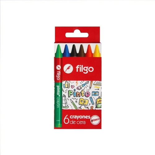 Crayón Crayones De Cera  Filgo Pinto X 6 Colores Surtidos