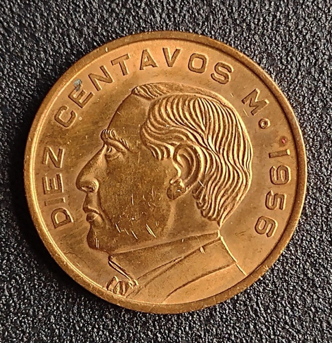 10 Centavos 1956 Mo.  Unc Escaso En Esta Condición