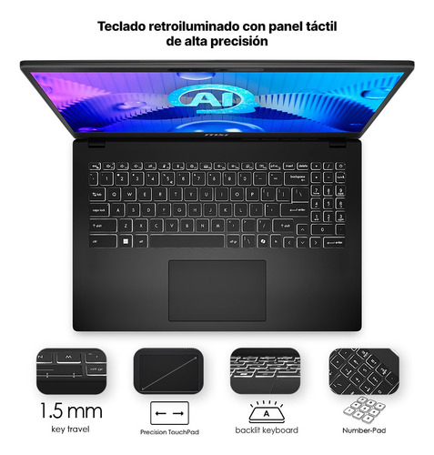 Laptop Thin & Light Msi Modern 15.6 Ultra 5 125h 16gb 512gb Negro
