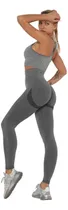 Comprar Conjunto Deportivo Lycra Push Up + Crop Top Gris Ref. 5055