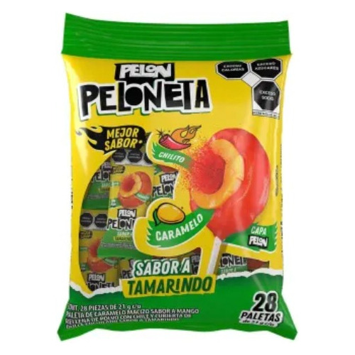 Paleta Pelon Peloneta Tamarindo Con Mango Con 28pzs-2cajas