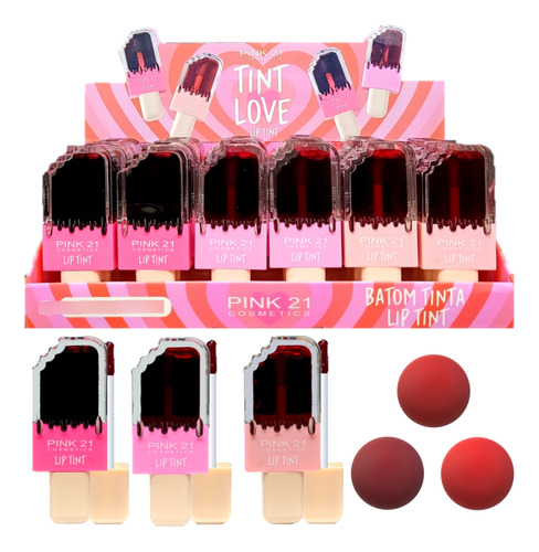 24 Batom Lip Tint Love Cs3691 Pink 21 Atacado