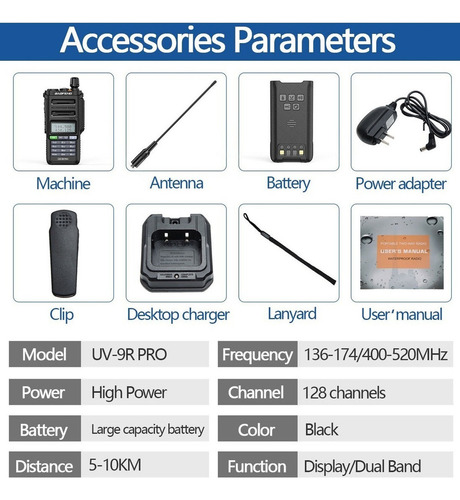 Radio Baofeng Uv-9r Pro Bidireccional Ip68 Impermeable V/uhf