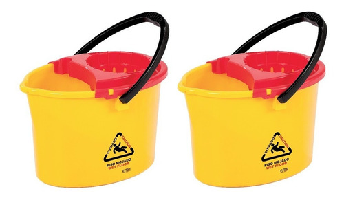 Balde Con Escurridor 12 Lt Amarillo Pague 1 Lleve 2 Estra