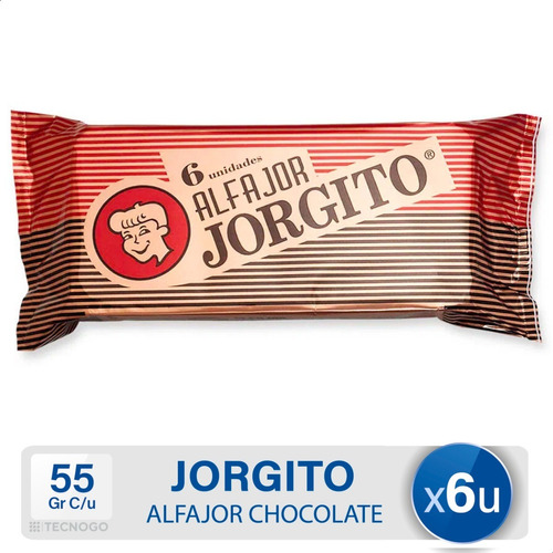  Alfajor Jorgito Chocolate Dulce De Leche - Pack X6