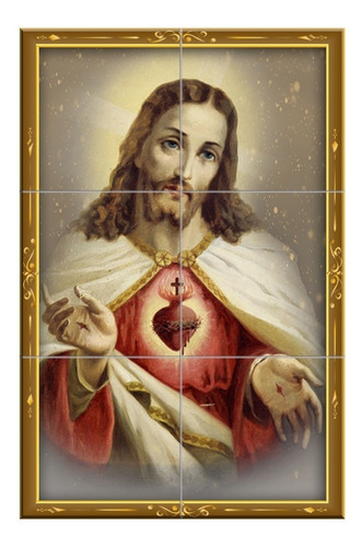 Quadro Azulejo Sagrado Coração De Jesus