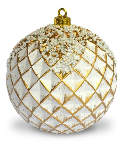 Bola De Natal 8cm Ouro Patinadas Em Branco Com 6pcs