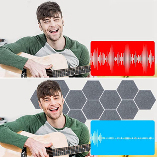 Placa De Espuma Acústica Autoadhesiva Hexagonal Queenly-hden