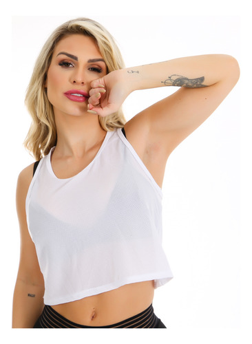 Camiseta Cropped Fitness Academia Caminhada Soltinha Básica