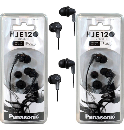 Panasonic Rphje120 Auriculares Intrauditivos,(2 Pack, Negro)