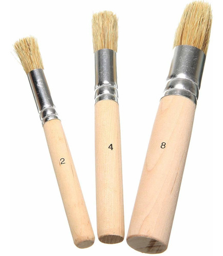 Ruwado - 3 Pinceles De Madera Para Pintura Acrílica, Cerdas