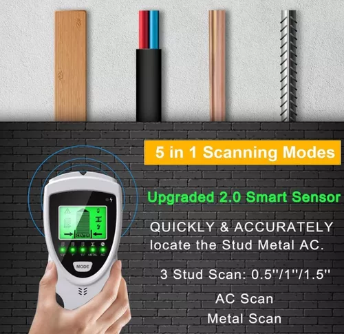 Detector, Sensor Electrónico 4 en 1, Escáner de Pared, Detector de Tubería  Metálica con Pantalla LCD para Detectar Madera, Metal, Cables en la Pared y  Magnéticos o No Magnéticos : : Bricolaje