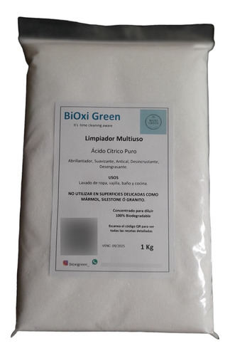 Ácido Cítrico Anhidro, Grado Alimenticio, Bioxi Green  X 2kg