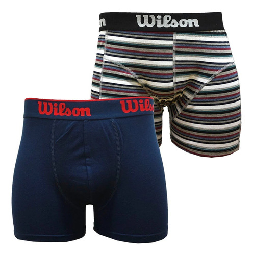 Pack X2 Boxer Algodón Wilson / Color Liso + Rayado